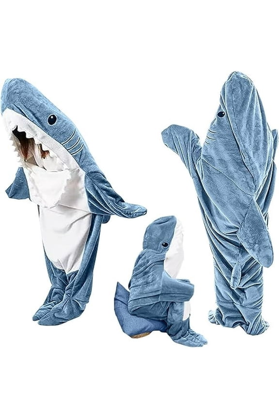 Shark Blanket Hoodie Onesie for Adults and Kids, Cozy Flannel Shark Sleeping Bag For Hight 59"-62"