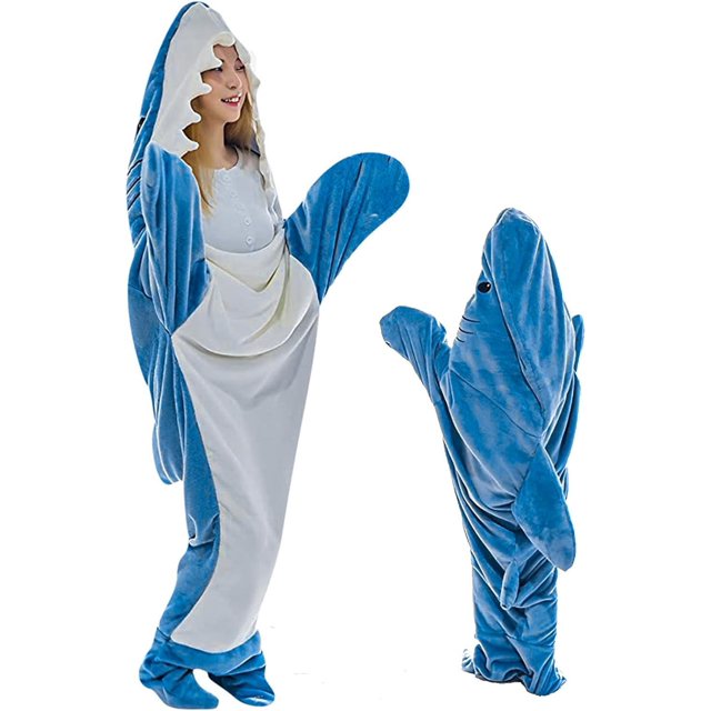 Shark Blanket Hoodie, Super Soft Cozy Flannel Wearable Blanket, Shark