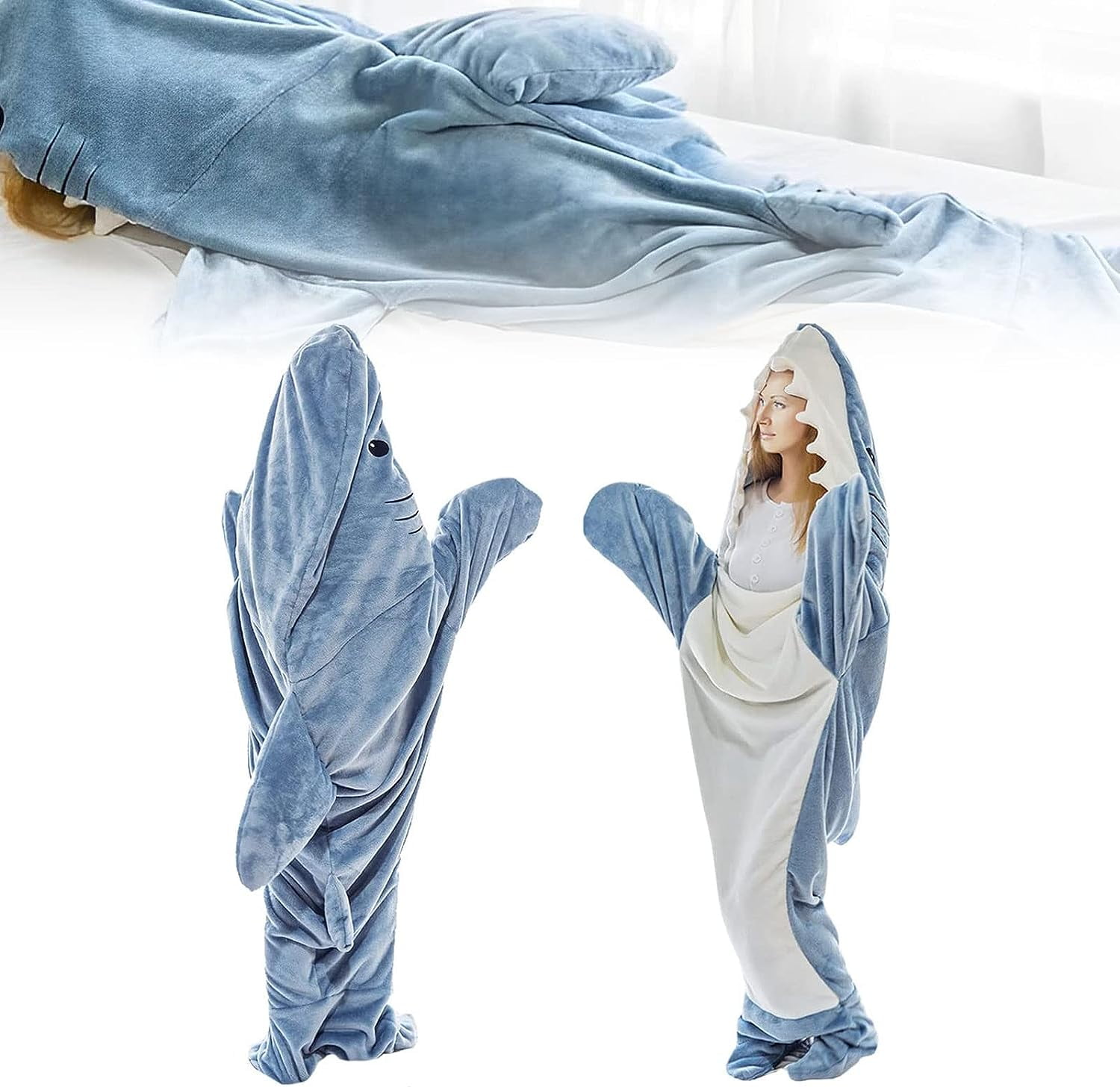 Shark Blanket Hoodie, Wearable Shark Snuggie, Super Soft Shark Onesie