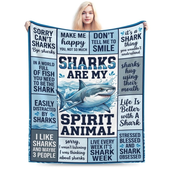 Shark Blanket,Shark Gifts for Women/Men, Unique Shark Lovers Themed Blanket Accessories/Stuff, Cute Sharks Things Soft Throw 50x40