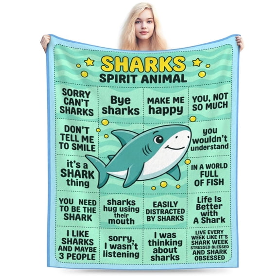 Shark Blanket,Shark Gifts for Women/Men, Unique Shark Lovers Themed Blanket Accessories/Stuff, Cute Sharks Things Soft Throw 50x40