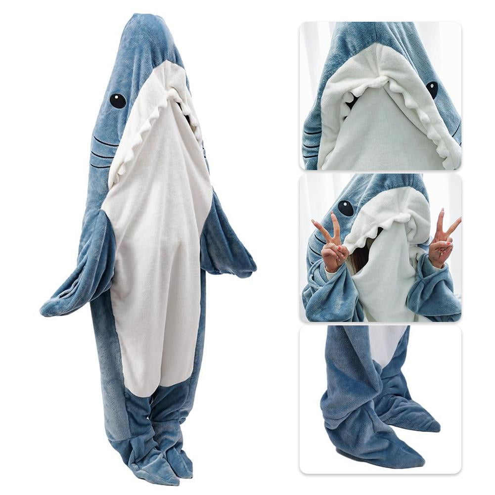 Shark Blanket Shark Sleeping Bag Tail Wearable Fleece Throw Blanket