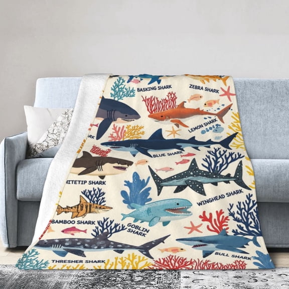 Shark Blanket Shark Throw Blanket Super Soft Plush Flannel Fleece Bedding Gifts for Men Women Lovers Adults Stuff for Couch Sofa Bed Room Decor 50x40