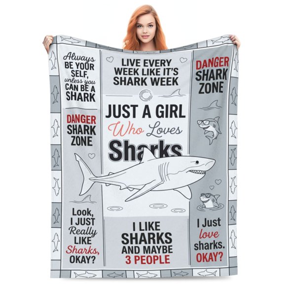 Shark Blanket, Soft Flannel Ocean Animal Throw, Warm Cozy Blanket for Sofa and Couch, Ideal Gift Choice for Shark Fans 50x40
