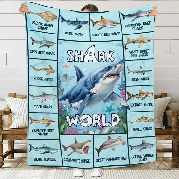 Shark Blanket Ultra Soft Shark Throw Blanket for Boys Girls,Shark Ocean Animal Pattern Blanket Decor Gifts for Travel Picnic Camping,Shark Lovers Gifts,50"x60"-Teens/Travel Size
