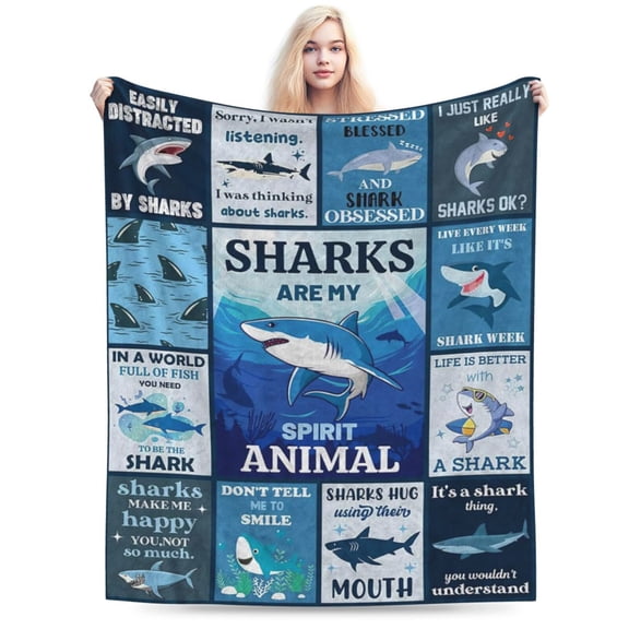 Shark Blanket for Shark Lovers, Shark Gift for Soft Cozy Shark Blanket 50x40