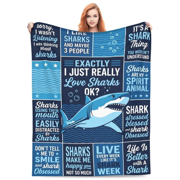Shark Blankets, Shark Gifts for Women/Men, Cute Birthday Gifts, Soft Animal Lovers Themed Blanket 50x40