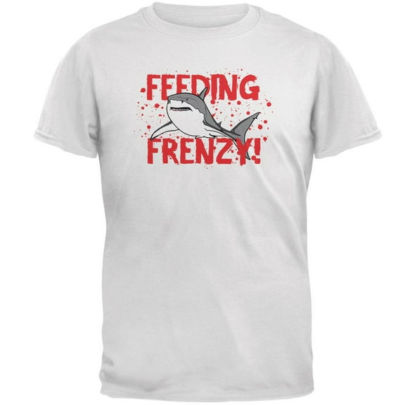Shark Bloody Feeding Frenzy Mens T Shirt White LG