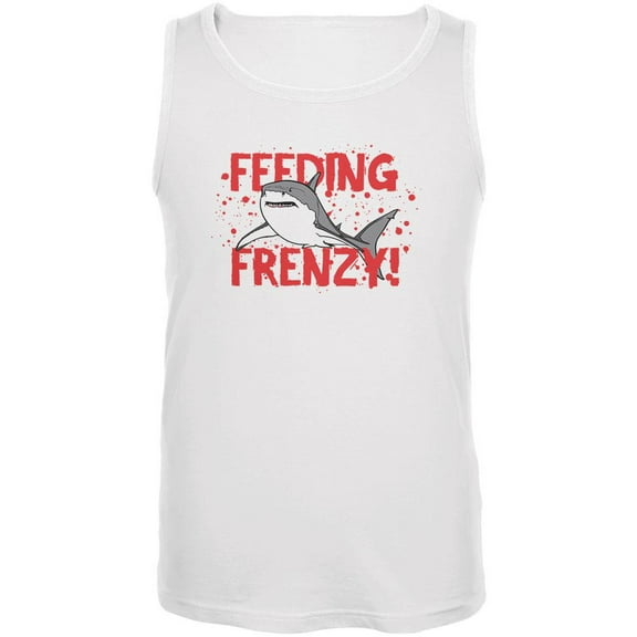 Shark Bloody Feeding Frenzy Mens Tank Top White MD