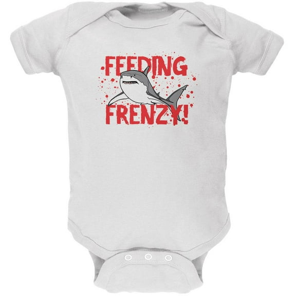Shark Bloody Feeding Frenzy Soft Baby One Piece White 3-6 M