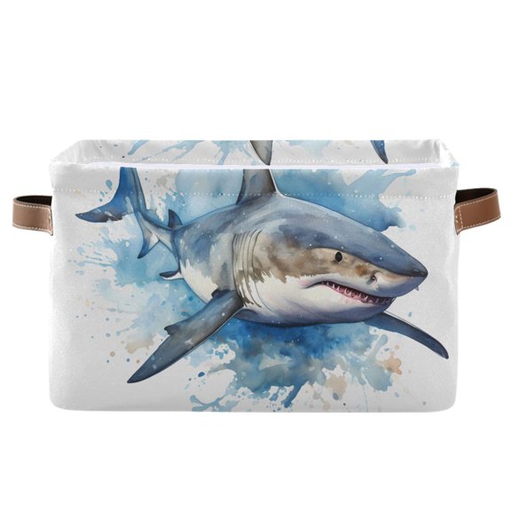 Shark Blue Storage Basket Large Bin Laundry Boxes Toys Foldable Home Organizer Bag 14.2x10.2x8.3 Inches 1 PC