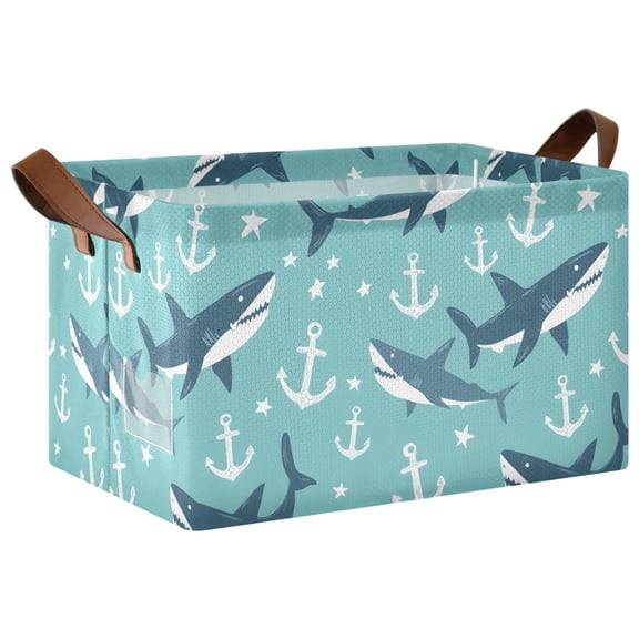 Shark Boat Anchor Collapsible Storage Bin Open Home Shelf Basket Water-Resistant Iron Frame Large