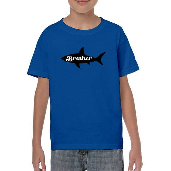 Shark, Brother Lettering T-Shirt Juniors -Smartprints Designs,  Medium