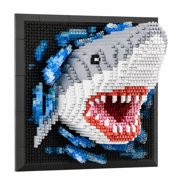 Shark Building Blocks for Adults, 2166 PCS Blue 3D Wall Art Building Block Sets, Mini Building Blocks Display Model, Plastic Building Kits for Adults, Home Office Decor Gift