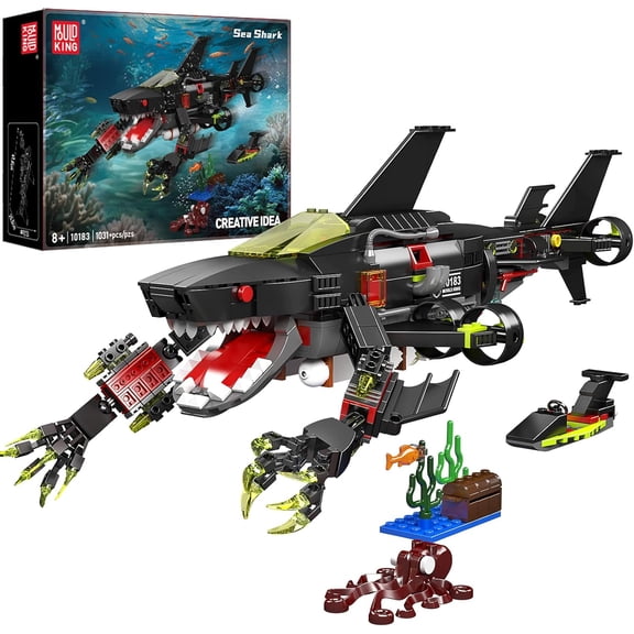 Shark Building Set - 1031 PCS Movable Ocean Animal, Realistic Shark Model Kit ,Love Animal Building Toys