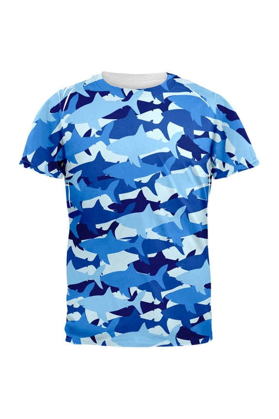 Shark Camo All Over Adult T-Shirt - 2X-Large