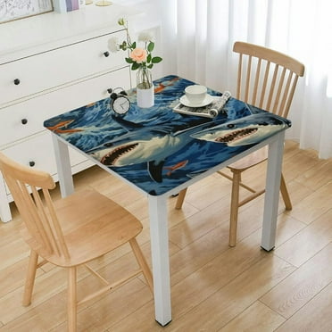 Shark Camouflage Square Tablecloth , Waterproof Polyester Fabric Table Cloth Stain and Resistant Washable Table Cover for Kitchen Dining Picnic Party Home