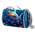 thumbnail image 1 of Shark Canvas Beach Blanket Picnic Mat, Waterproof Outdoor Camping Rug for Sand Proof, with Carry Bag for Travel, Beach, Park - Blue Stripe Pattern - 200 Characters, 1 of 6