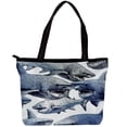 thumbnail image 1 of Shark Canvas Leather Mix Hand-Held Bag, Twill Sponge Jeanette, 30x10.5x39cm/11.8x4.1x15.4in, 1 of 5