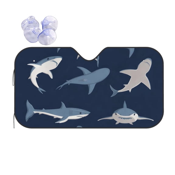 Shark Car Windshield Sun Shade Universal Fit Auto Sun Visor Protector