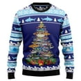 thumbnail image 1 of Shark Christmas Tree Ugly Christmas Sweater, Funny Ugly Xmas Shirt, Ocean Shark Tree Holiday Outfit, Novelty Blue Knit, 1 of 2