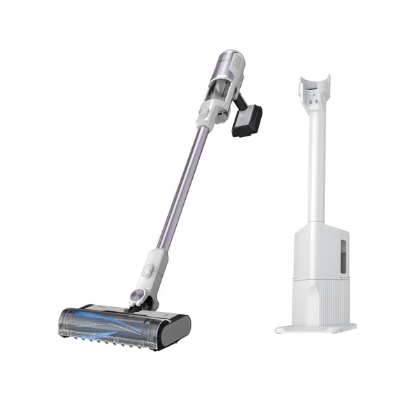 Shark Clean & Empty Cordless Stick Vacuum & Auto-Empty System, Self Cleaning Brushroll, HEPA Filtration, Anti-Allergen Complete Seal, BU3524 Silver Ash Purple