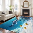thumbnail image 1 of Shark Coastal Area Rug 5x7 FT, Non Slip Bedroom Throw Carpet, Summer Beach Coral Ocean Nautical Washable Soft Floor Carpet Non-Shedding Rug for Dining Room Bedside Classroom Desk, 1 of 9