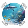 thumbnail image 1 of Shark Coastal Round Tablecloth for 36-44 Inch Tables, Fitted Table Cover with Elastic Edge, Summer Beach Coral Ocean Nautical Waterproof Outdoor Table Cloth Protector for Patio Garden Dinner Picnic, 1 of 9