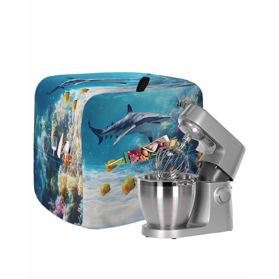 Shark Coastal Stand Mixer Dust Cover with Storage Pocket & Handles, Summer Beach Coral Ocean Nautical Fits All Tilt Head & Bowl Lift Kitchen Appliance Cover Organizer Bag Accessories, 4.5-5 Quart