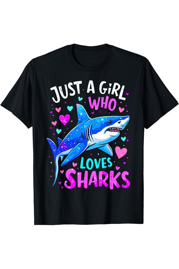 Shark Colorful Just a Girl Who Loves Sharks T-Shirt