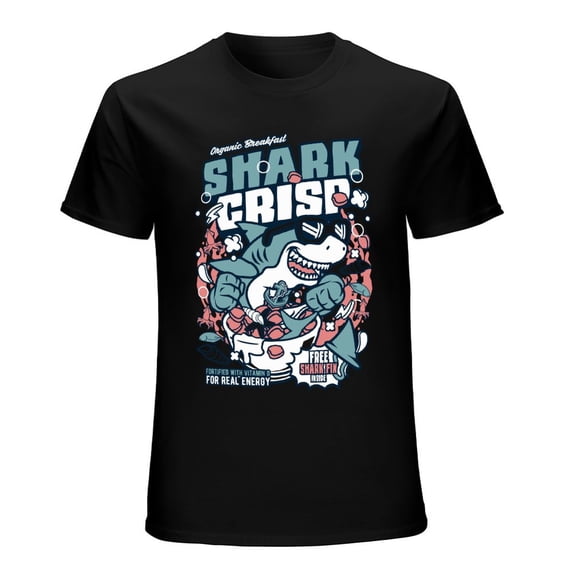 Shark Crisp Men’s T-Shirt 100% Cotton Casual Short Sleeve Tops Gift Tee Black XL