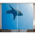thumbnail image 1 of Ambesonne Shark Curtains 2 Panel Set, Fish in Ocean Swimming, 108" x 96", Pale Blue, 1 of 3