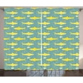 thumbnail image 1 of Ambesonne Shark Curtains 2 Panel Set, Friendly Yellow Fishes, 108" x 96", Sea Green Yellow, 1 of 3