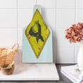 thumbnail image 1 of Shark Cutting Board, Caution Shark Sign Sharp Teeth Animal Ocean Danger Do Not Swim Illustration, Tempered Glass Cutting and Serving Board, Wine Bottle Shape, Earth Yellow Grey, by Ambesonne, 1 of 4