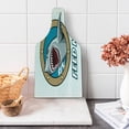 thumbnail image 1 of Shark Cutting Board, Funny Vintage Feed Me Words Hungry Hound Mammal Head in Ship Window Humor Print, Decorative Tempered Glass Cutting and Serving Board, Wine Bottle Shape, Multicolor, by Ambesonne, 1 of 1