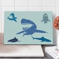 thumbnail image 1 of Shark Cutting Board, Grunge Style Big and Small Mammals Open Mouths Predator Dangerous Image Print, Decorative Tempered Glass Cutting and Serving Board, Large Size, Royal Blue, by Ambesonne, 1 of 1