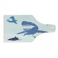 thumbnail image 1 of Shark Cutting Board, Grunge Style Big and Small Mammals Open Mouths Predator Dangerous Image Print, Decorative Tempered Glass Cutting and Serving Board, Wine Bottle Shape, Royal Blue, by Ambesonne, 1 of 1