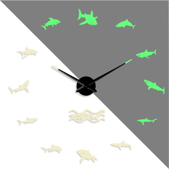 Shark DIY creative Different Frameless Luminous Wall Clock Home decoration Modern gifts - 27 inch