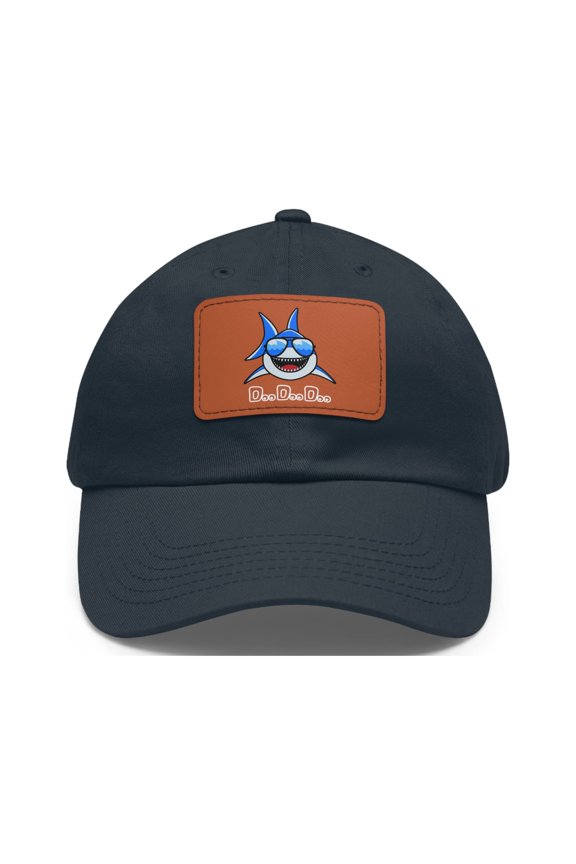 Shark Dad Hat Cap with Leather Patch (Rectangle) DooDoo