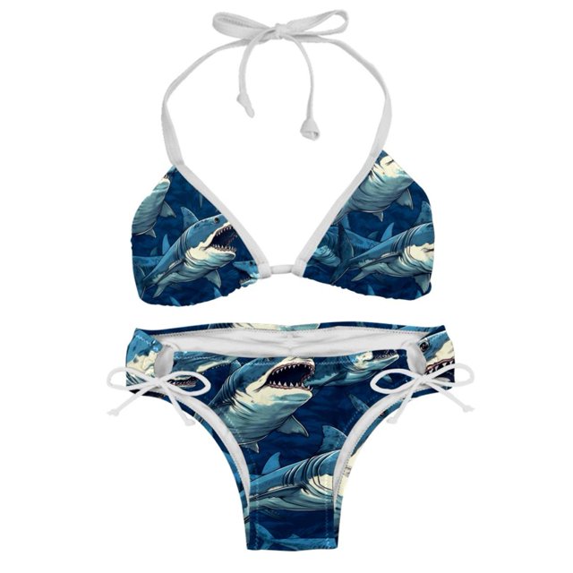 Shark Detachable Sponge Adjustable Strap Bikini Set Swimsuit, Two-Pack ...