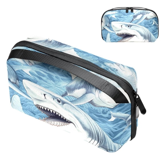 Shark Digital Bag Organizer Travel Case with Oxford Fabric Waterproof Material - 5.9x9.44x3.14 in - Storage Pouch Small Box Organizer Storage Container Small Storage Bag Pouch Case