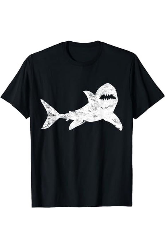Shark Distressed Cool Vintage T-shirt Shark Bite Tee