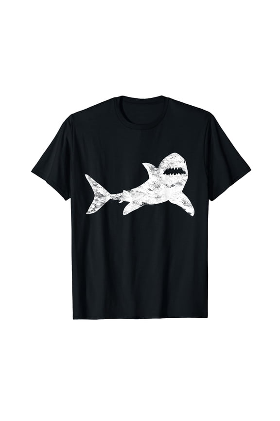 Shark Distressed Cool Vintage T-shirt Shark Bite Tee