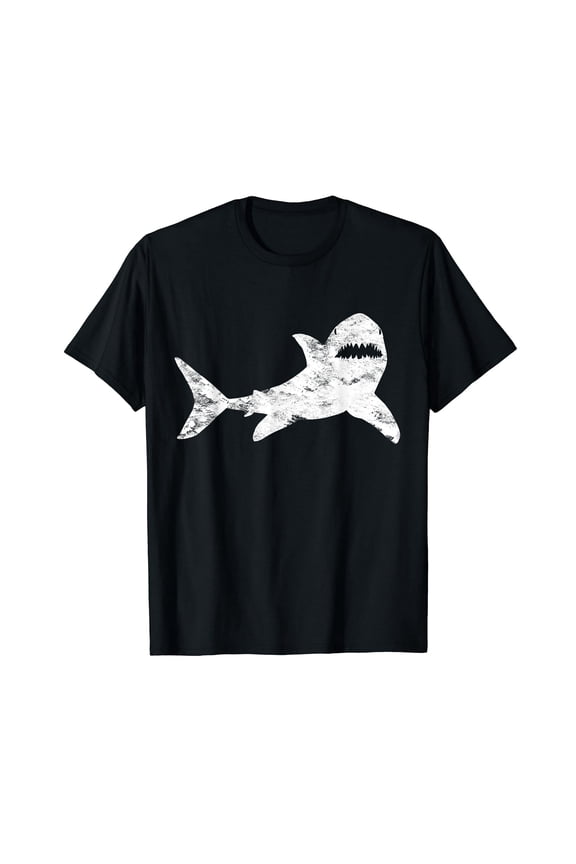 Shark Distressed Cool Vintage T-shirt Shark Bite Tee
