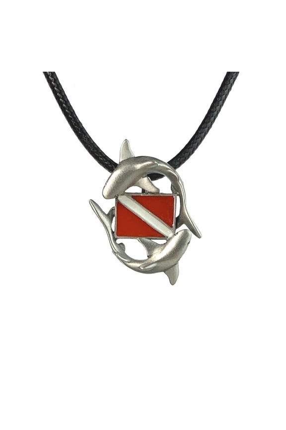 Shark Diver Necklace Pendant- Shark Gifts for Women and Men, Reef Shark Necklace, Gifts for Shark Divers, Dive Flag Jewelry, Sharks Charm