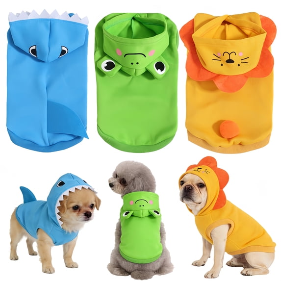 Shark Dog Hoodie Soft Blue Pet Sweater Cute Shark Outfit for Small Medium Dogs Breathable Pet Apparel for Halloween Parties Pet Cold Weather Wear for Puppy Cat Dog Lovers