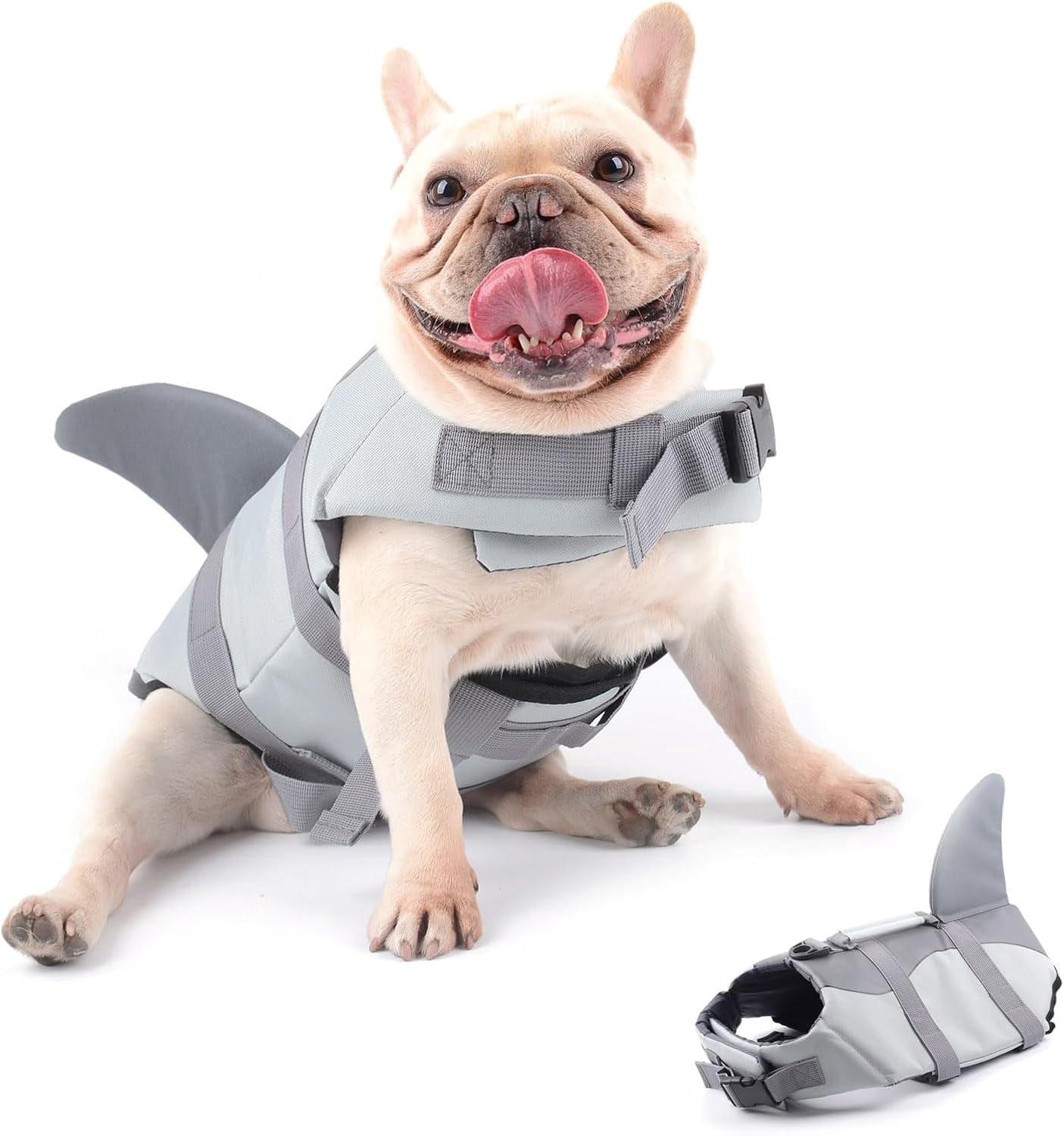Shark Dog Life Jacket - High Buoyancy Pet Swimming Vest with Rescue ...