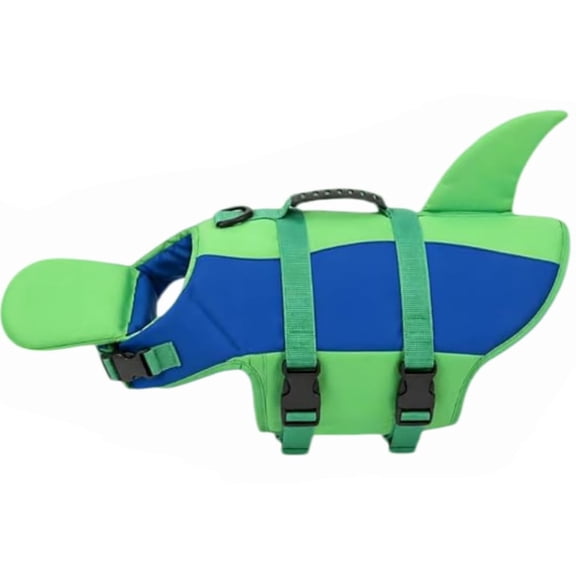 Shark Dog Life Jacket with Chin Float and Sturdy Handle, for Small Medium Large Dogs, High Buoyancy Puppy Floating Swim Vest