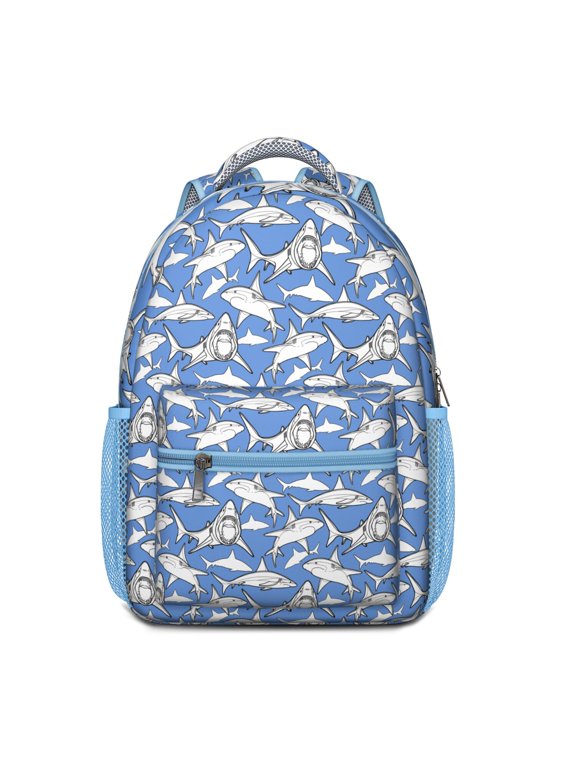 Shark & Dolphin Themed School Backpack - Waterproof & Stylish, Padded Back Panel, Organized Storage for Students