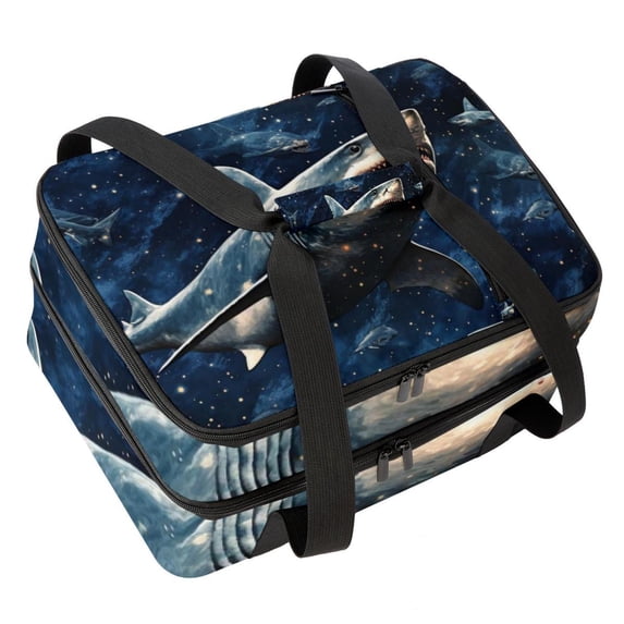 Shark Double Layered Insulated Refrigerated Lunch Bag with Two Compartments and Large Capacity - 7.1x11.4x16.1 Inches